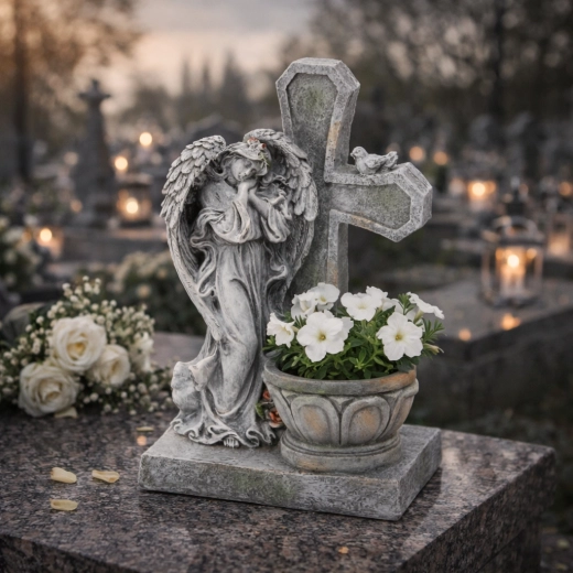 Décoration symbolique d’un ange et d’une croix