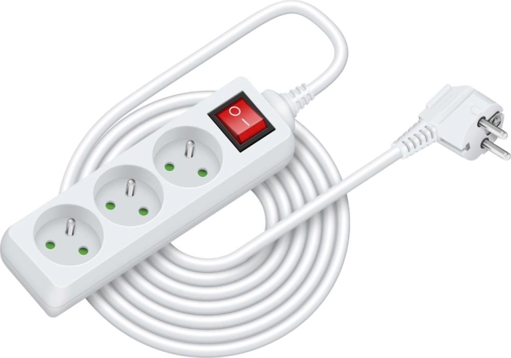 Rallonge électrique RETLUX avec interrupteur, 7 m, 3 prises