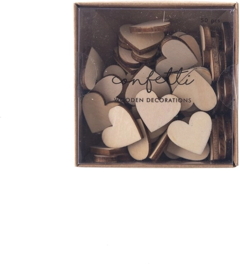 Confettis en bois en forme de cœur beige 50 pcs