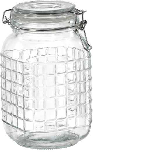 Bocal hermétique en verre 1,5 l avec décor grille