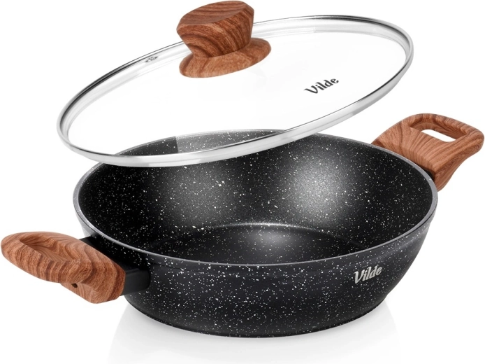 Poêle profonde en granit avec couvercle en verre 24 cm, 2,2 l