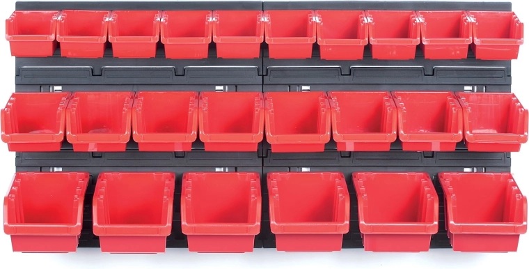 Panneau mural avec 24 bacs pour outils ORDERLINE 800 × 165 × 400 mm