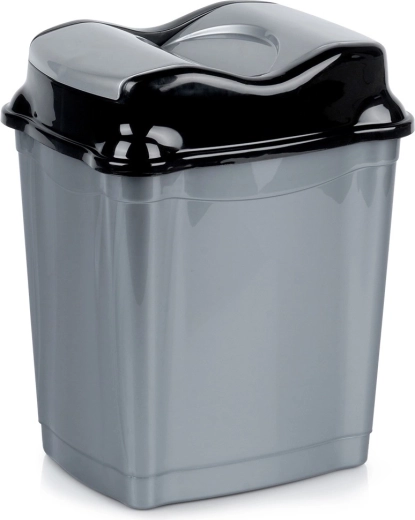Poubelle en plastique avec couvercle basculant 9 l, grise