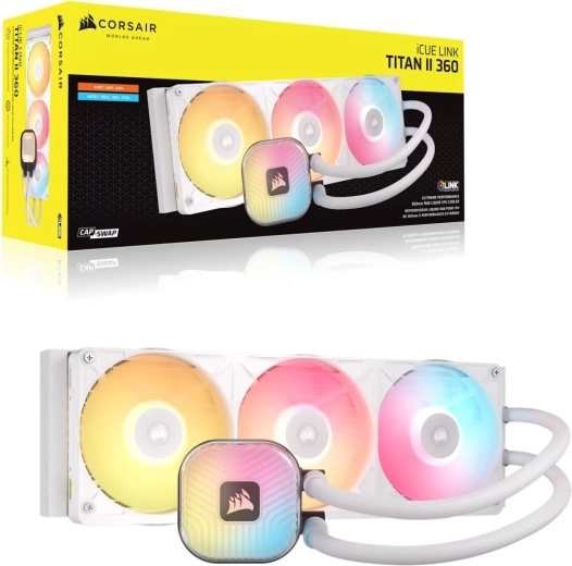 Refroidissement liquide pour processeur Corsair iCUE LINK TITAN II 360 RX RGB blanc