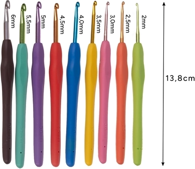 21 crochets de 0,6 à 6,0 mm avec marquage clair