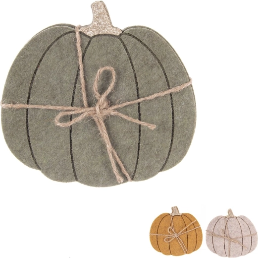 Lot de 4 sous-verres en polyester en forme de citrouille