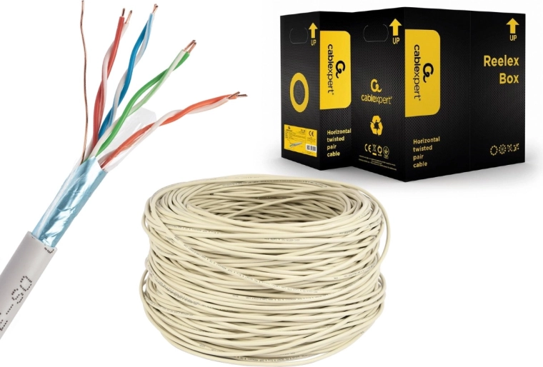 Câble réseau d'installation blindé FTP Cat 5e AWG24 305 m gris