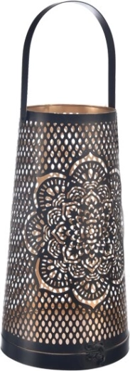 Bougeoir métallique Mandala noir et doré