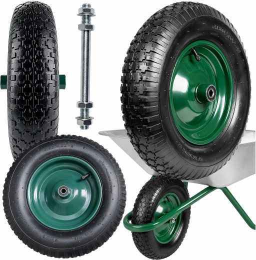 Roue de rechange pour brouette 4.80/4.00-8 (2PR) avec chambre à air et axe - 1 pièce