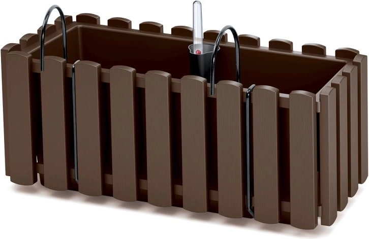 Jardinière suspendue auto-irrigante pour rambarde 38 cm marron