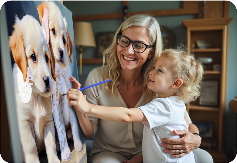 Pas à pas vers un motif de chiots parfait