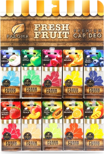 Lot de parfums suspendus pour voiture Paloma Gold Fresh Fruit – 60 pièces