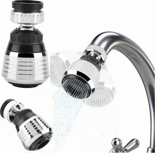 Aérateur rotatif 2‑en‑1 pour robinet de cuisine et de salle de bain, rotation 360°