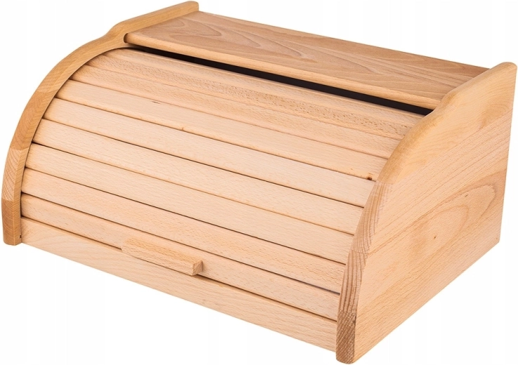 Boîte à pain en bois avec volet à tambour (roll-top) en décor clair 39 × 29 × 18 cm
