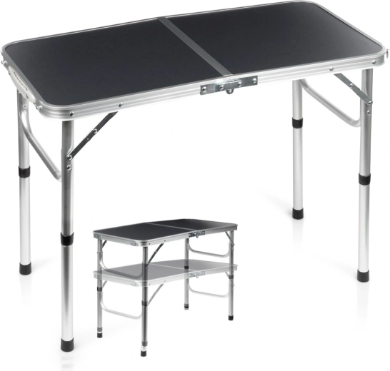 Table de camping pliante Vilde 2-en-1 graphite 80 × 40 cm
