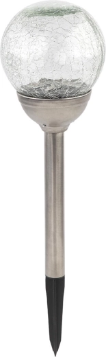 Lampe solaire de jardin sphérique 12 cm, inox et verre, 2 LED