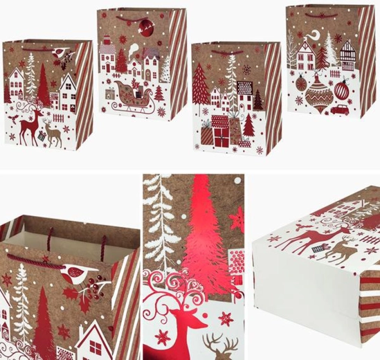 Sac cadeau de Noël 23 × 18 × 10 cm (motifs assortis)