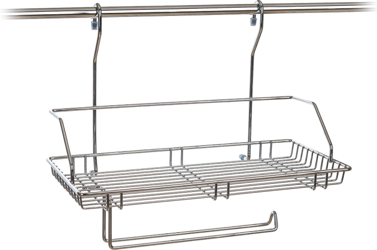 Étagère suspendue avec porte-essuie-tout VARIELLA, 40 × 34 × 21 cm, chrome