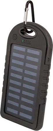 Batterie externe solaire Setty 5000 mAh, noire, IP66 avec LED