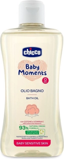 Chicco Baby Moments Sensitive huile de bain à l’huile de coton et à la vitamine E 200 ml