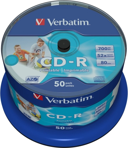 Verbatim CD-R AZO 700 Mo 52x avec surface imprimable - 50 pièces