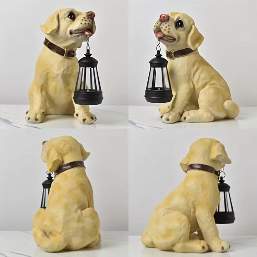 Lampe de jardin solaire – chien décoratif avec lanterne LED