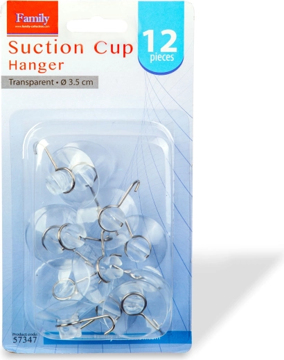 Crochet transparent avec ventouse de 3,5 cm, lot de 12 pièces