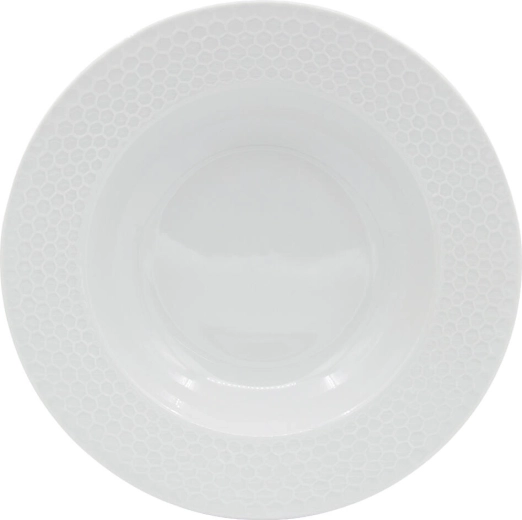 Assiette creuse en porcelaine Honeycomb blanche 25,5 cm