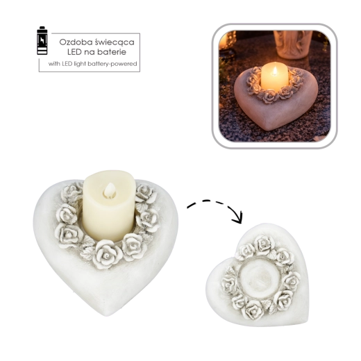 Décoration funéraire Lumière du souvenir LED en forme de cœur - 1 pièce