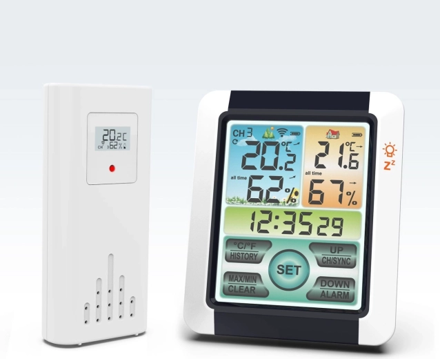 Station météo sans fil avec thermomètre, hygromètre et réveil - 1 pièce
