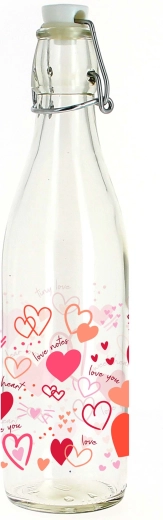 Bouteille à fermeture mécanique avec motif cœur, 540 ml