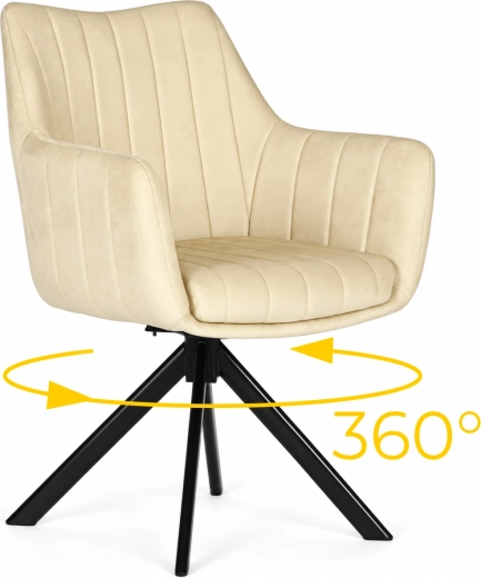 Chaise de salle à manger pivotante en velours beige ModernHome