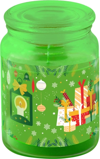 Bougie parfumée en verre avec couvercle 510 g – Vert mat