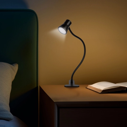 Lampe de bureau LED flexible avec pince et alimentation USB