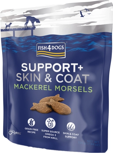 Fish4Dogs friandises pour chiens Support+ pelage et peau maquereau 225 g