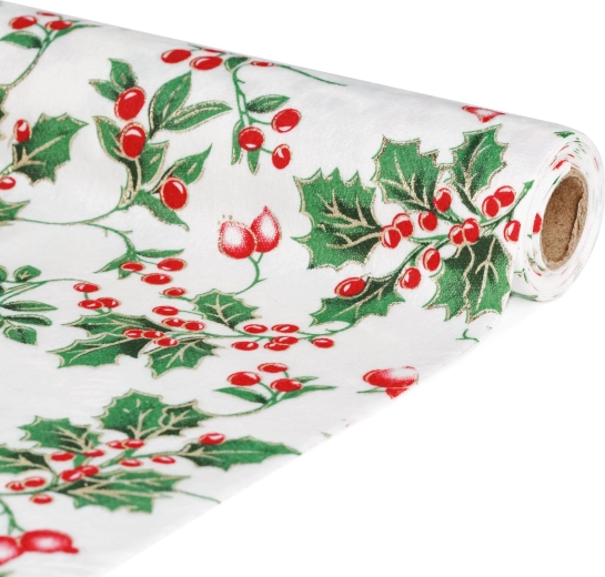 Chemin de table avec motif de baies rouges 180 × 28 cm