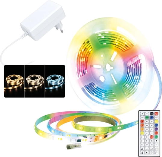 Ruban LED Solight RGB + 3CCT avec télécommande, 5 m