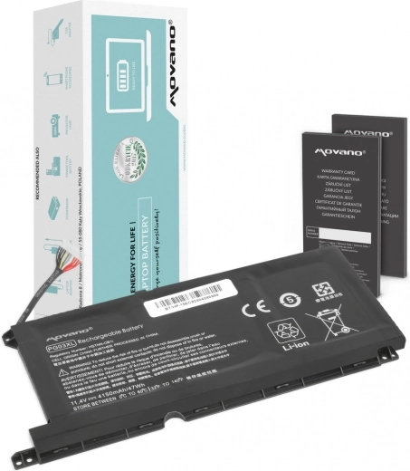 Batterie Movano PG03XL pour ordinateurs portables HP 15-dh, 15-ec, 15-dk et 16-a (4150 mAh / 47 Wh)