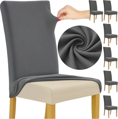 Housses de chaise 6 pièces gris foncé RUHHY