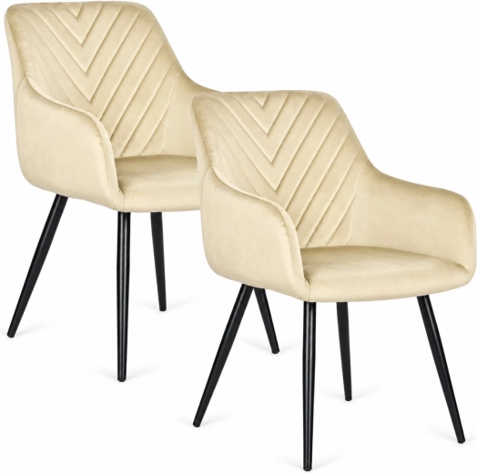Chaises de salle à manger modernes en velours ModernHome - 2 pièces – Beige