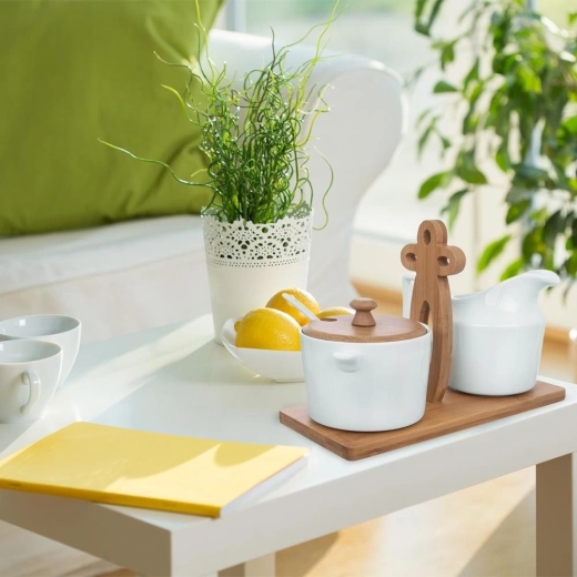 Porcelaine de qualité et bambou naturel