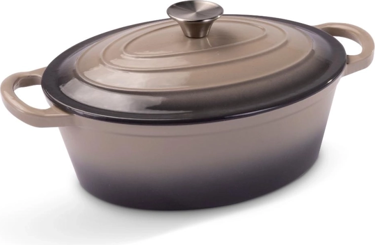Marmite ovale en fonte Lamart avec couvercle 28 × 22 cm
