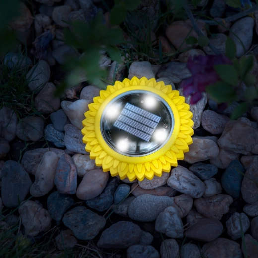 Lampe LED solaire à planter en forme de tournesol, jaune