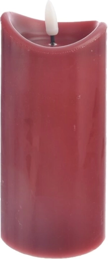 Bougie décorative LED pilier avec minuteur bordeaux 15 cm
