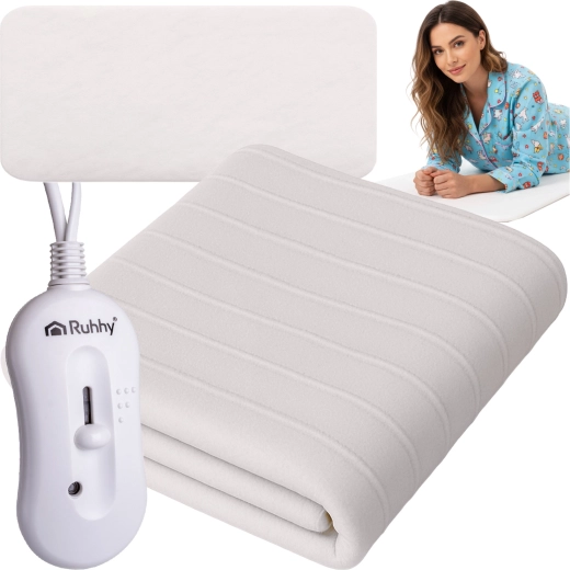 Couverture/tapis chauffant électrique Ruhhy 190 × 80 cm blanc