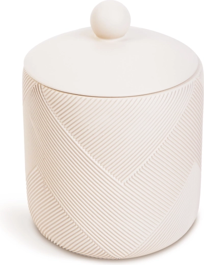 Boîte de rangement de salle de bains avec couvercle, couleur beige mat