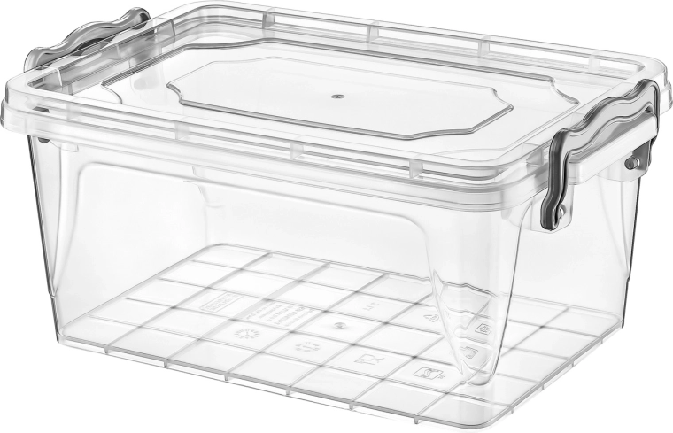 Boîte de rangement en plastique avec clips 1,5 l transparente