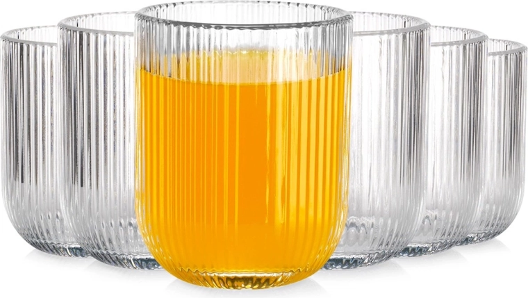 Verres 250 ml, verre côtelé, lot de 6 pcs Vilde
