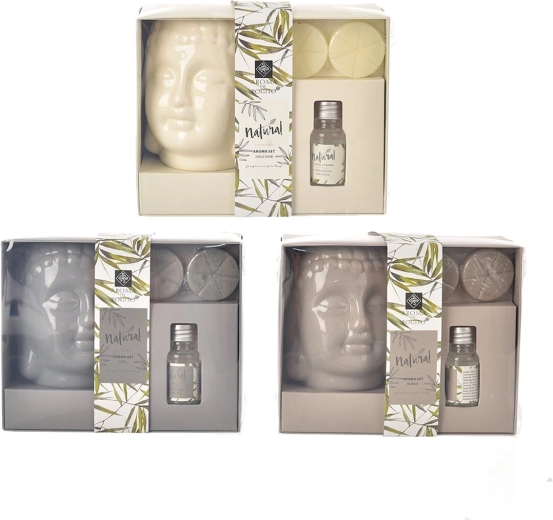 Lampe aromatique en céramique Bouddha – lot de 3 pcs (mix de variantes)