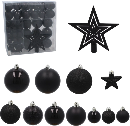 Ensemble de 86 boules de Noël noires